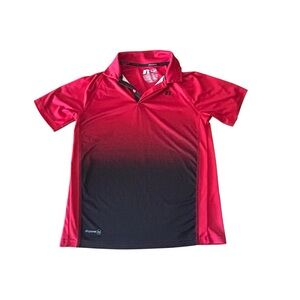 Russell Youth XL (14-16) Polo‎ Shirt Activewear Red Black Gradient Athletic Top